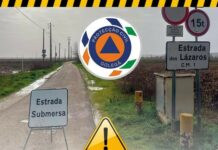 Golegã: Estrada dos Lázaros submersa obriga a corte de circulação