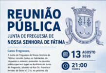 Reunião Pública da Junta de Freguesia de Nossa Senhora de Fátima marcada para 13 de agosto