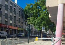 Entroncamento: Derrocada de reboco sinalizada no cruzamento da Av. Dr. José Eduardo Victor das Neves – pede-se todo o cuidado